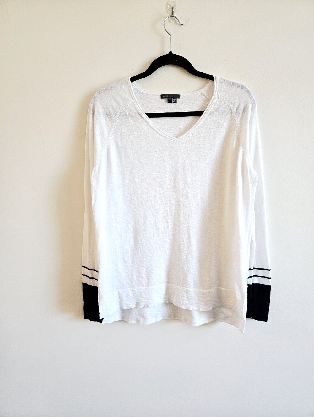 VINCE I Oversized S Cotton Thin-Knit Sweater I off white black